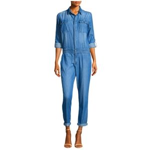 Fade To Blue Light Blue Denim Wash Jumpsuit